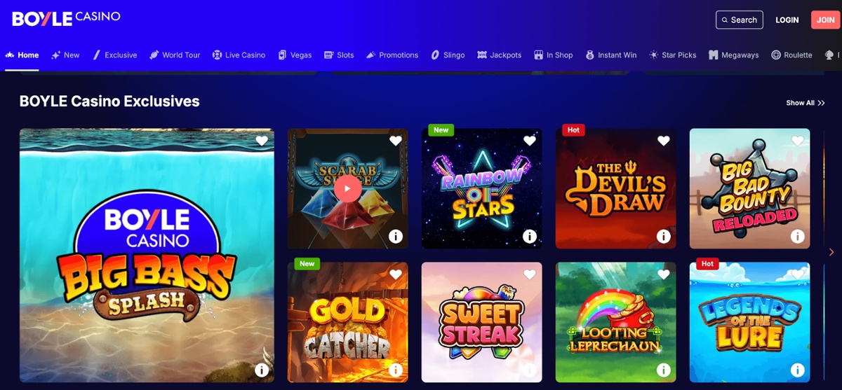 BOYLE Casino exclusive games